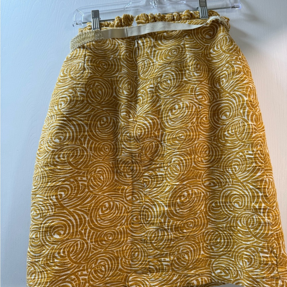 Anthropologie Mustard Swirl A-Line Skirt - Picture 2 of 5